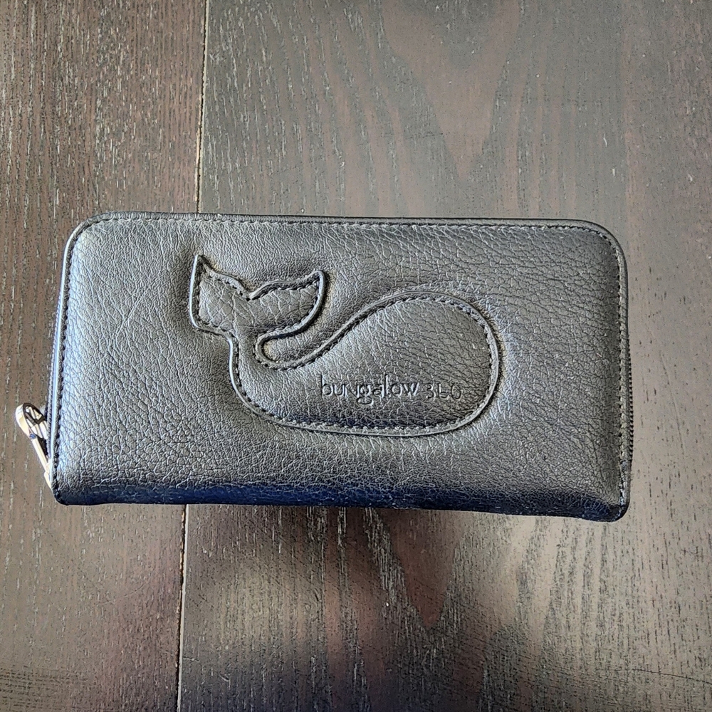 Bungalow 360 Vegan Leather Whale Zippered Wallet Clutch Cute Polka Dot Interior!